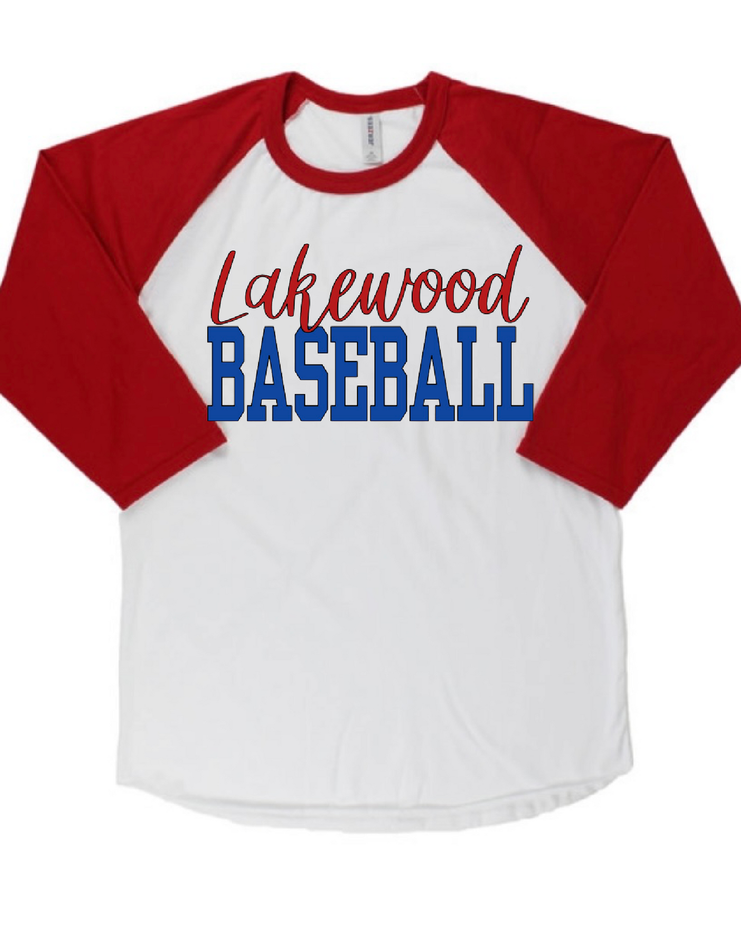 Cursive Lakewood Block Baseball Baseball Tee