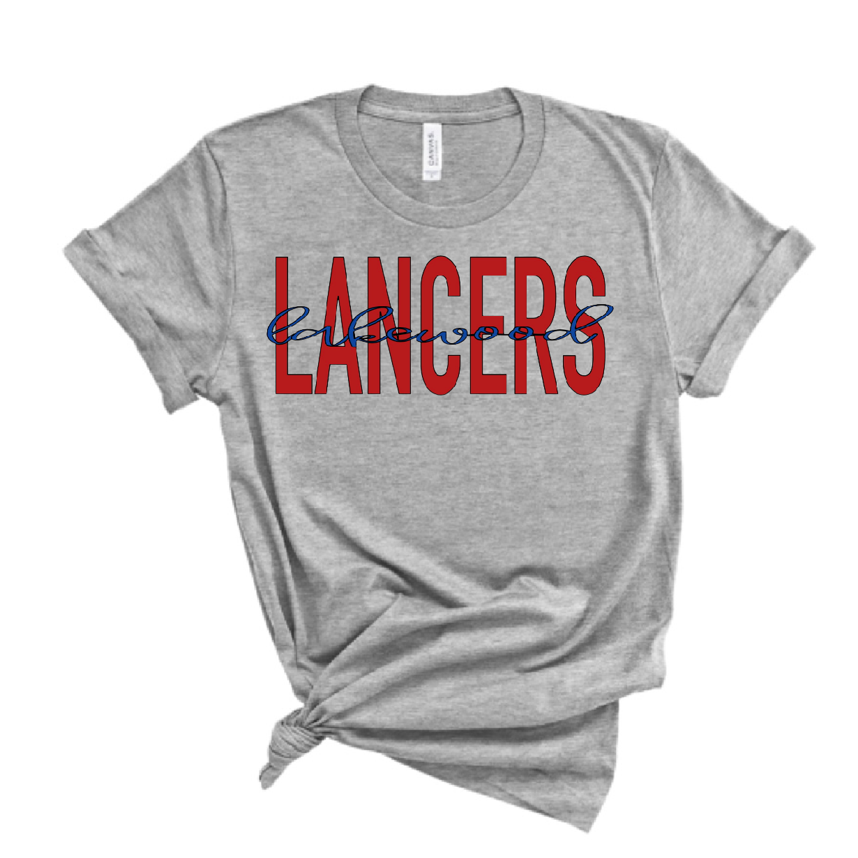 Block Lancers Cursive Lakewood Bella Canvas Tee - LHS Cheer Sale