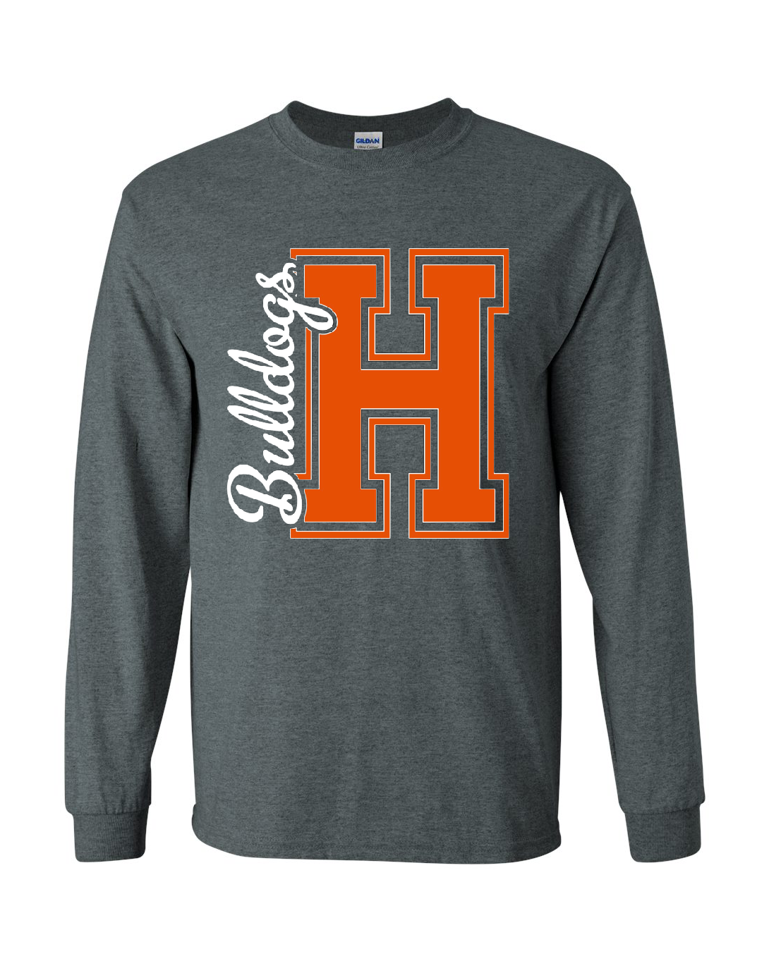 Block H Cursive Bulldogs Solid Long Sleeve Tee