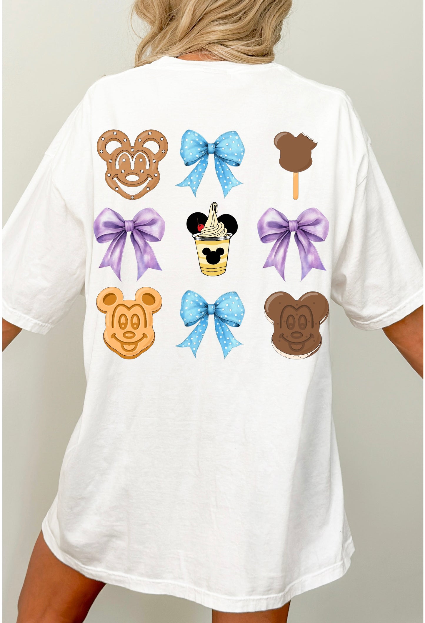 Comfort Colors coquette Mouse Snacks Waffle Pretzel Bow Castle short sleeve tee Parks Collection