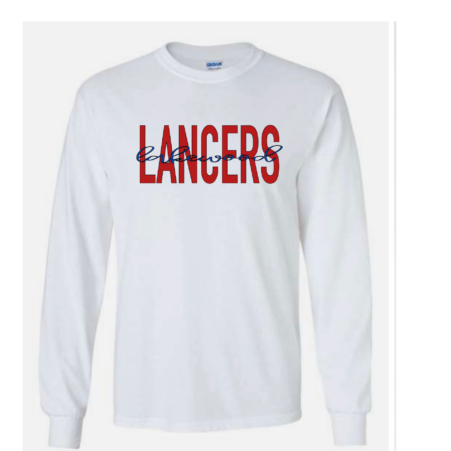 Large block Lancers Cursive Lakewood Long-Sleeve Tee