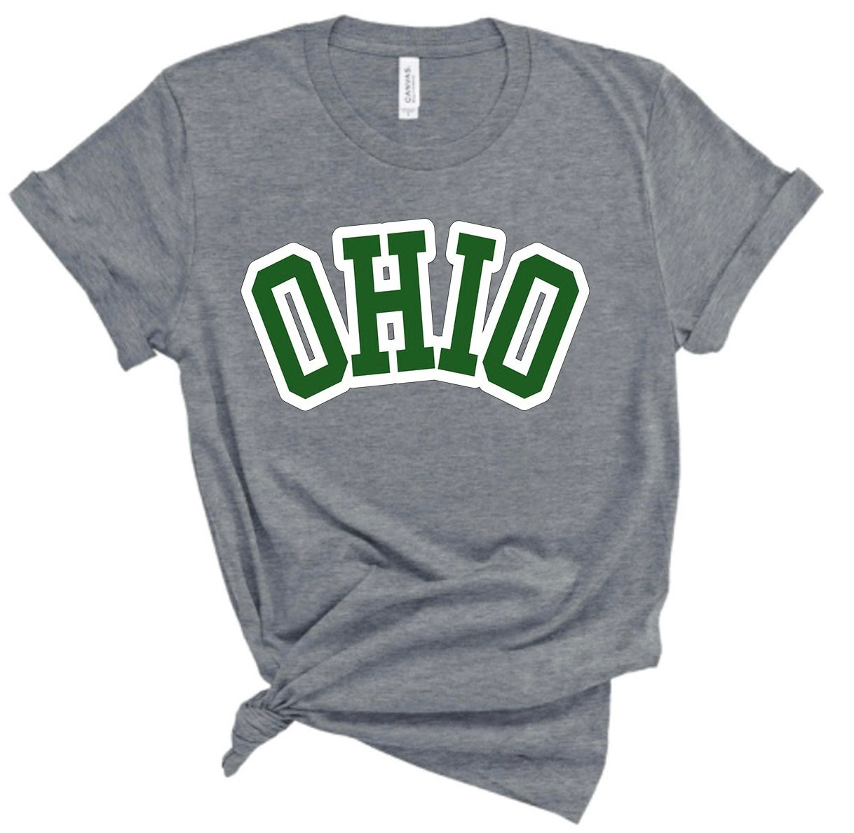 Block Outline Green OHIO Bella Canvas Tee