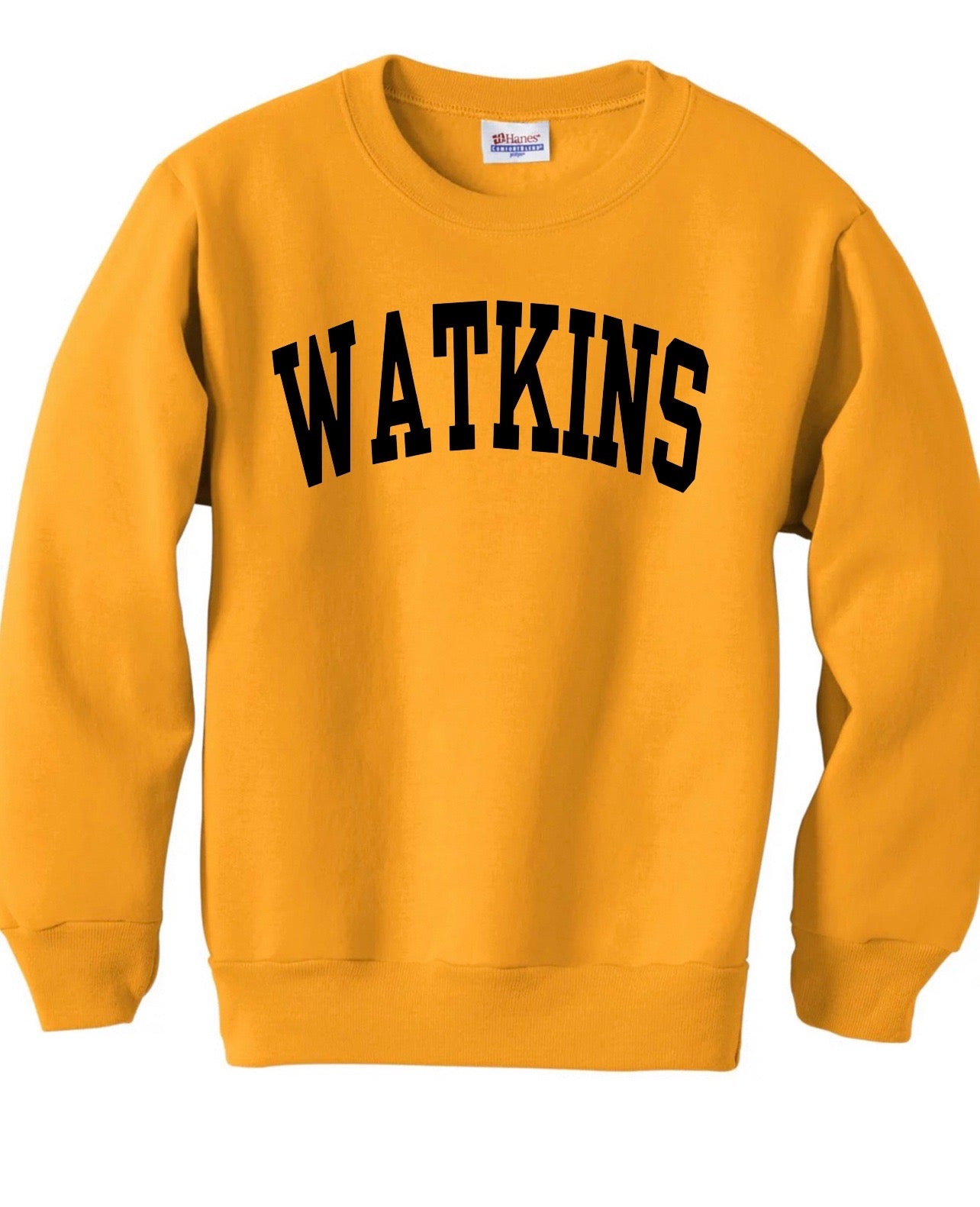 CUSTOMIZABLE School or Mascot Block Font Crewneck Sweatshirt: Pick Shirt Color, Wording & Vinyl Color - JIS
