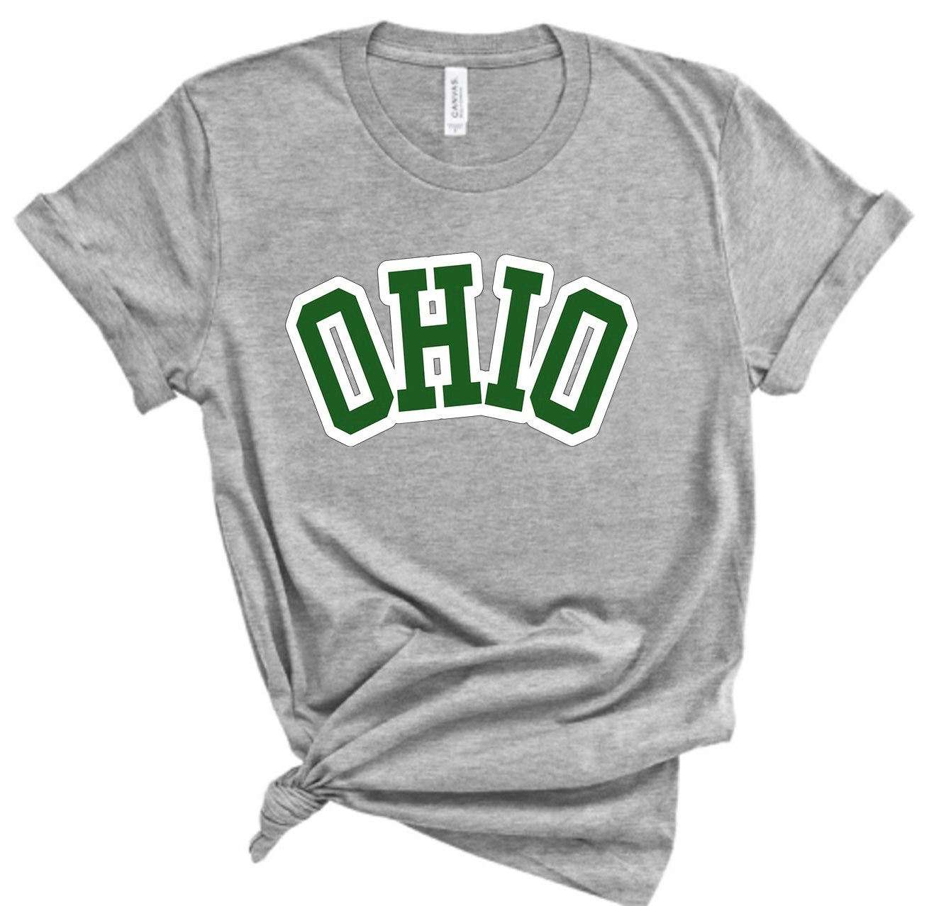 Block Outline Green OHIO Bella Canvas Tee