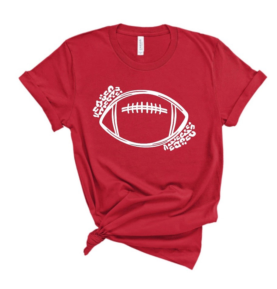 Leopard Football Bella Canvas T-shirt