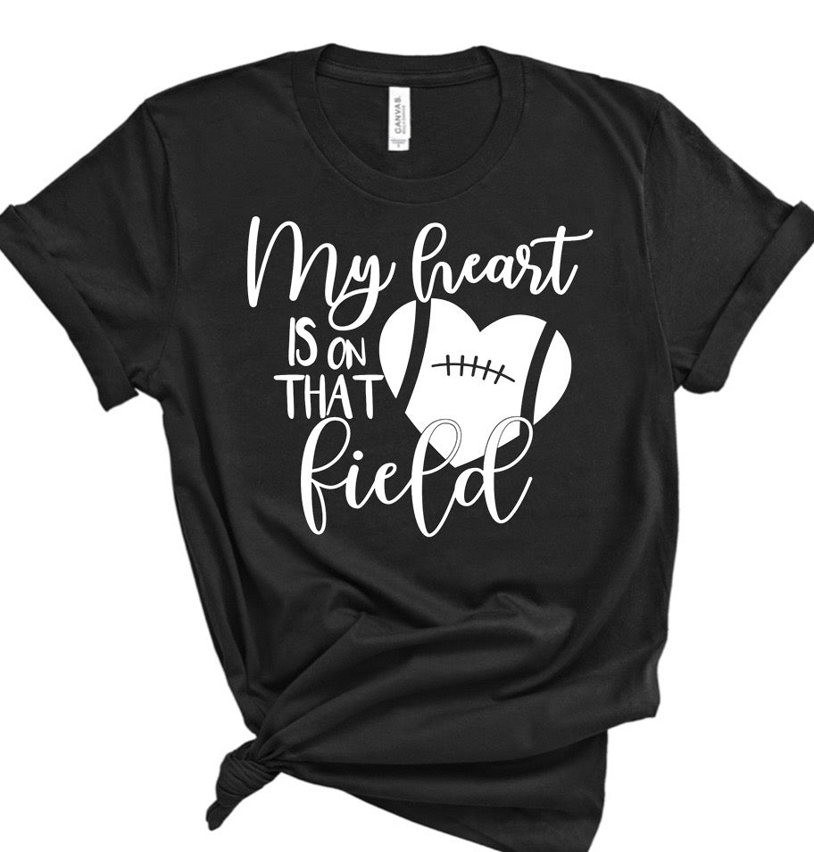 My Heart is on that Field Heart Football Bella Canvas T-shirt
