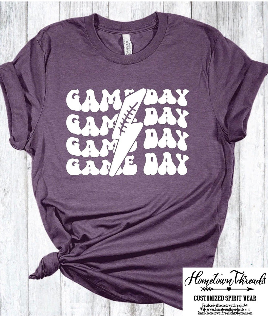 Football Retro Game Day Lightning Bella Canvas T-shirt
