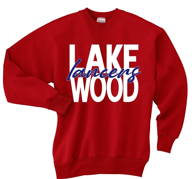Lakewood Lancers Large & Script Font Crewneck Sweatshirt - JIS