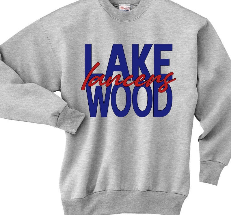 Lakewood Lancers Large & Script Font Crewneck Sweatshirt - LHS Cheer Sale
