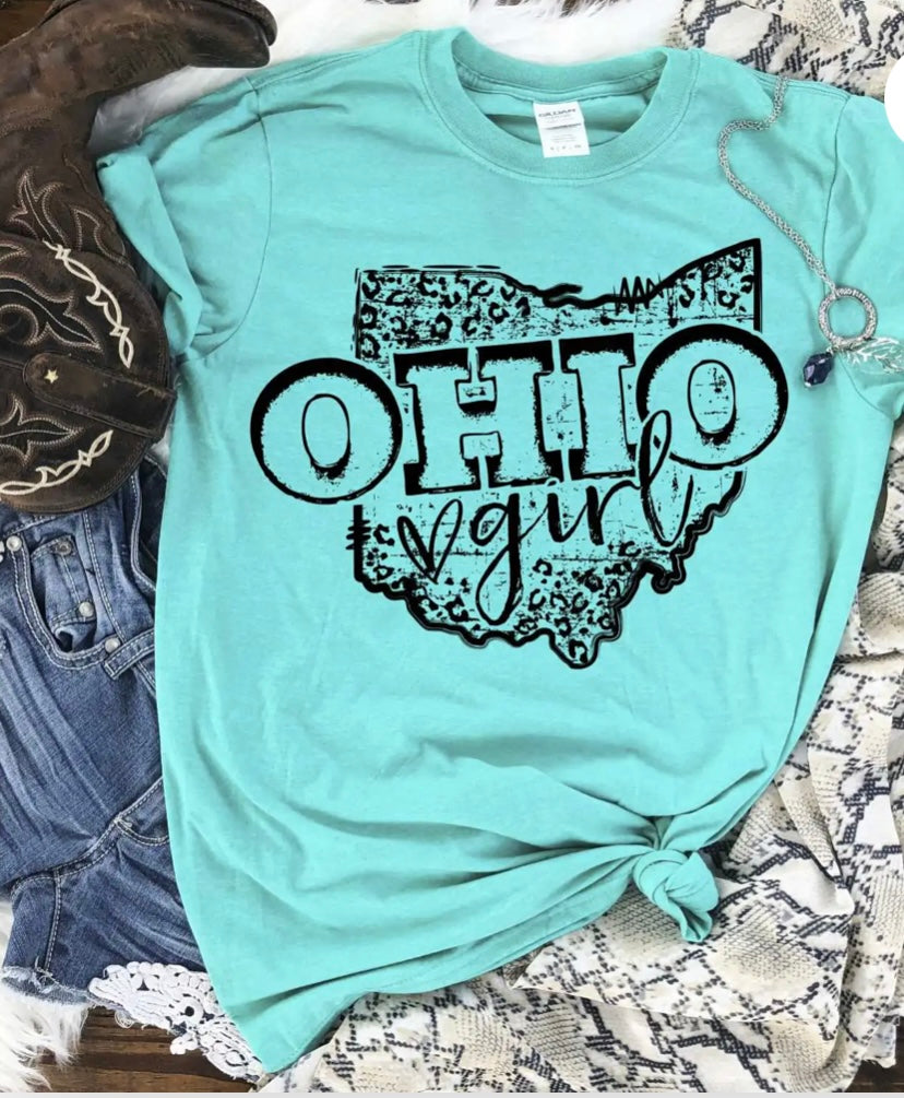 Ohio Girl Leopard Bella Canvas T-shirt