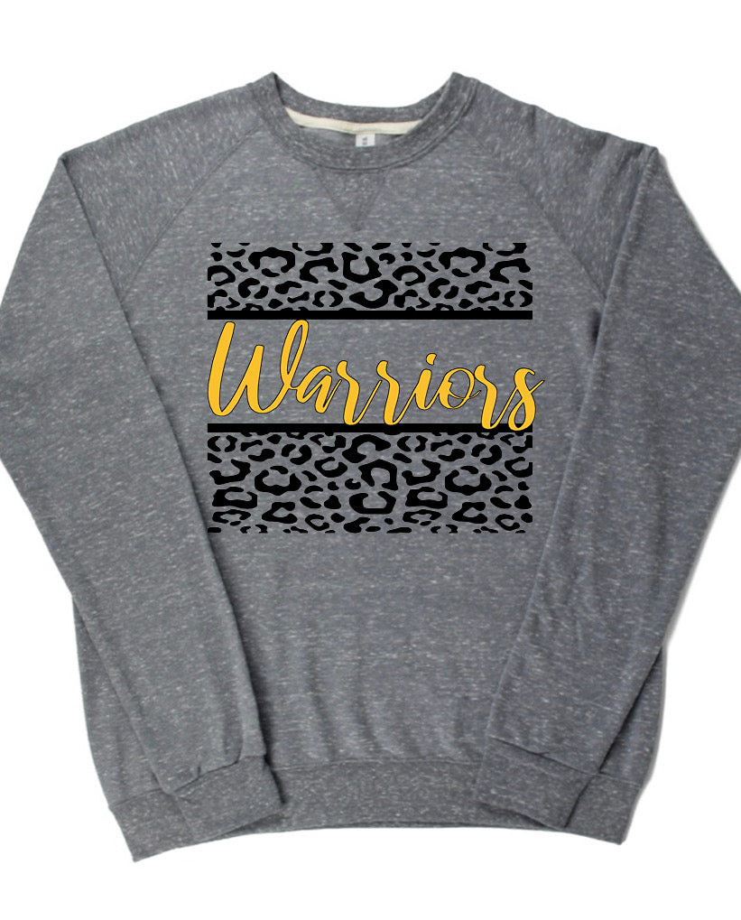 Adult Watkins Warriors Leopard Cursive Warriors Lightweight Snow Heather Crewneck
