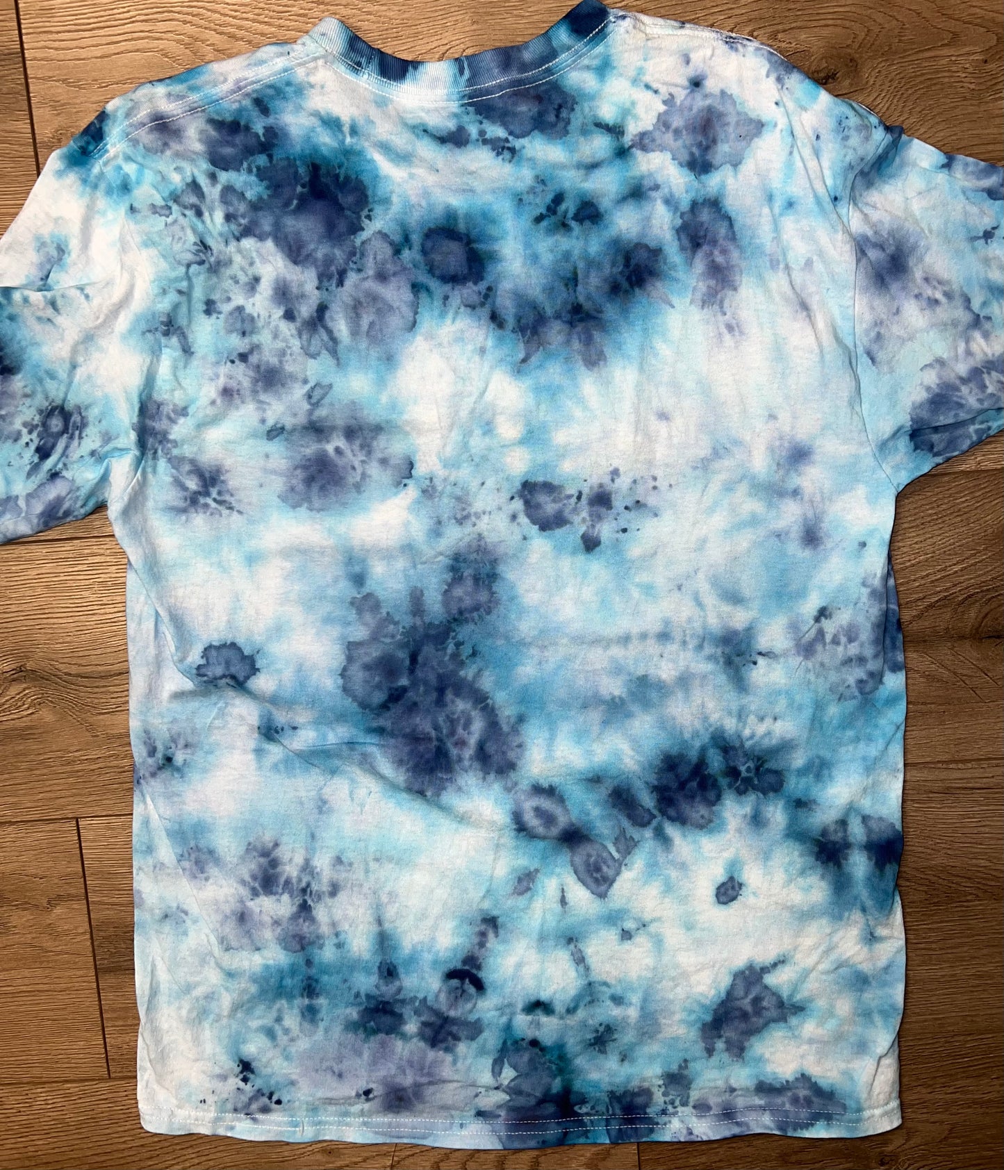Hand-dyed Adult Dark/Robin’s Egg Blue Tie Dye Long-Sleeve T-shirt