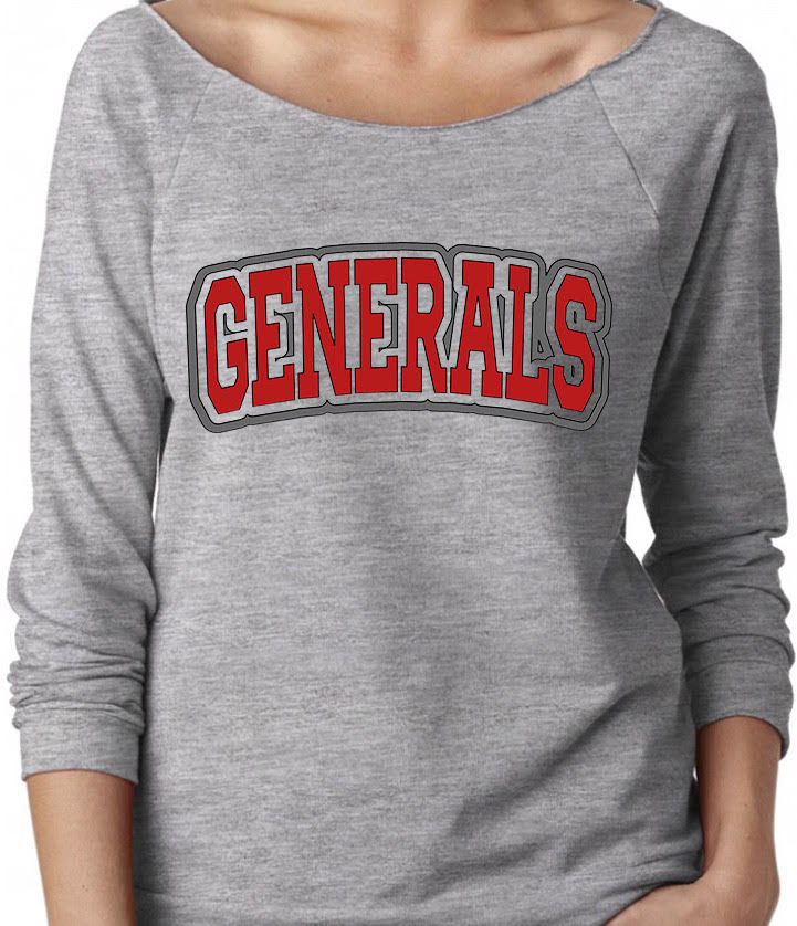 Adult Sheridan Generals Outlined Block Generals Off-Shoulder Lightweight Top