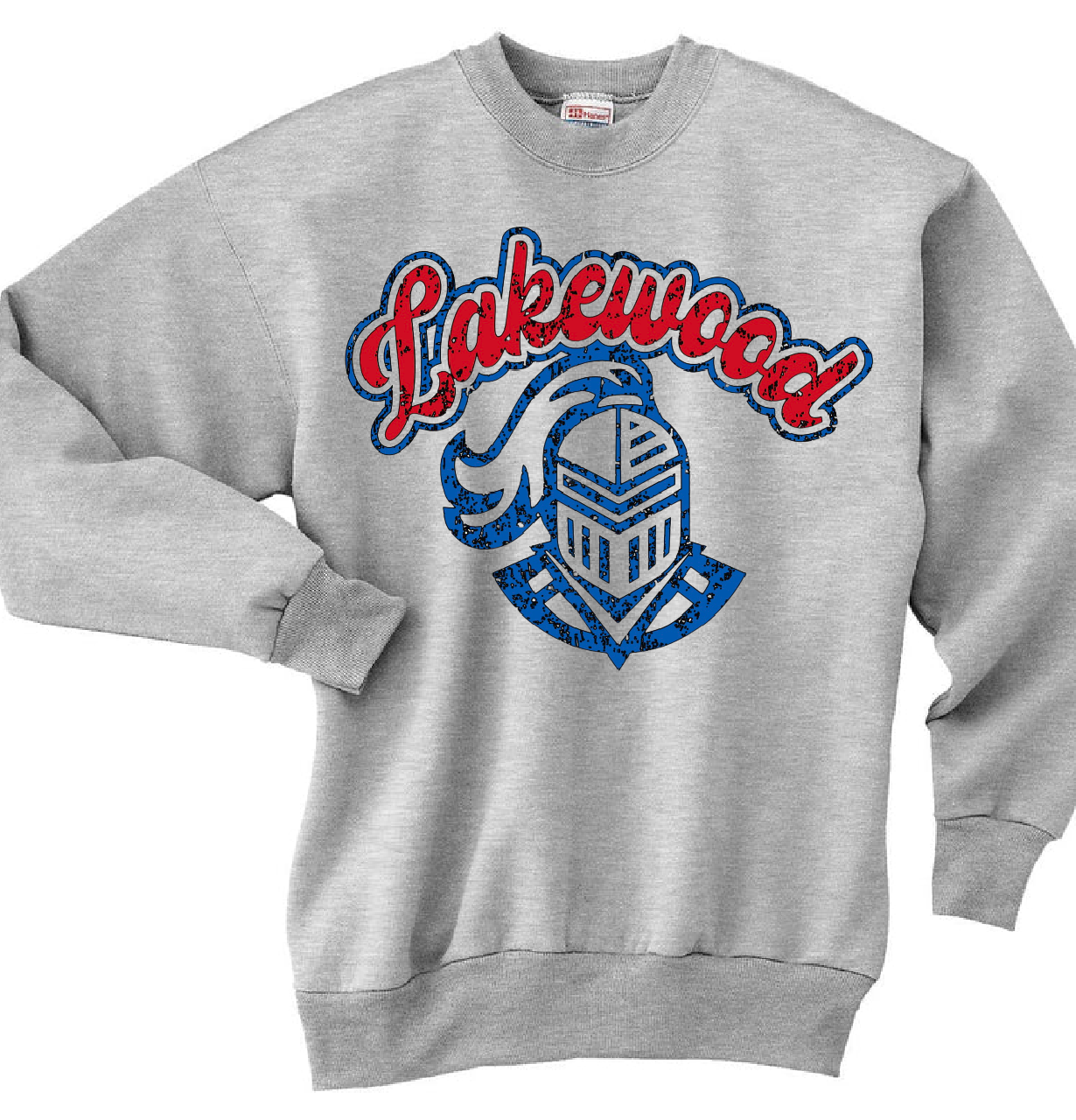 Lakewod Lancers Lancer Head Distressed Crewneck Sweatshirt