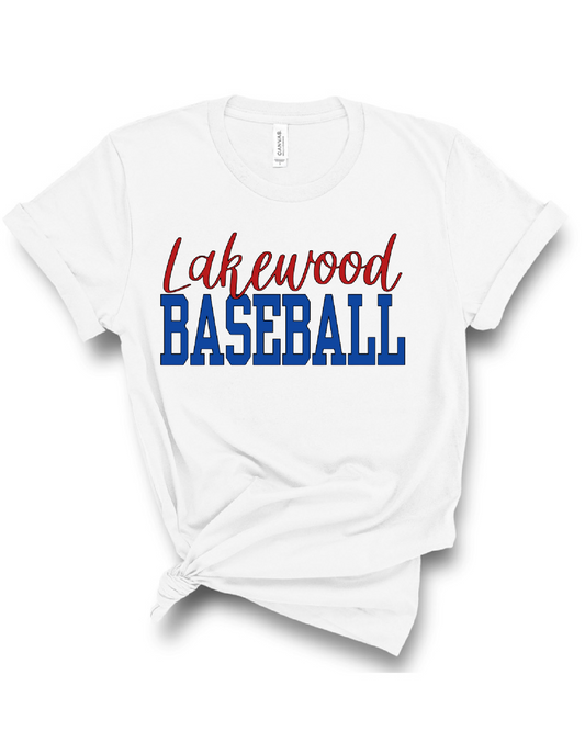 Lakewood Lancers Cursive Lakewood Block Lancers Bella Canvas Tee - LMS baseball