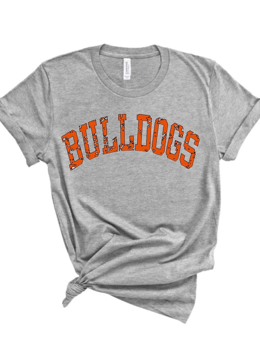 Block Distressed Bulldogs Bella Canvas Short Sleeve Tee - HSS