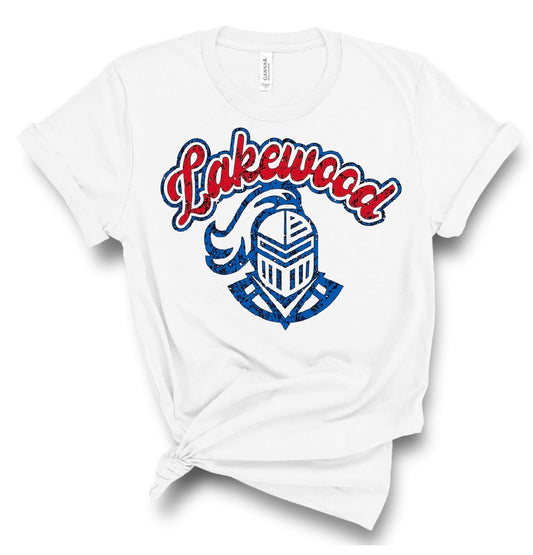 Lakewod Lancers Distressed Lancer Head Distressed Bella Canvas Tee