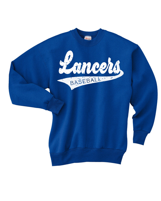 Lakewood Lancers Distressed Lancers Baseball Tail Crewneck Sweatshirt - LMS baseball