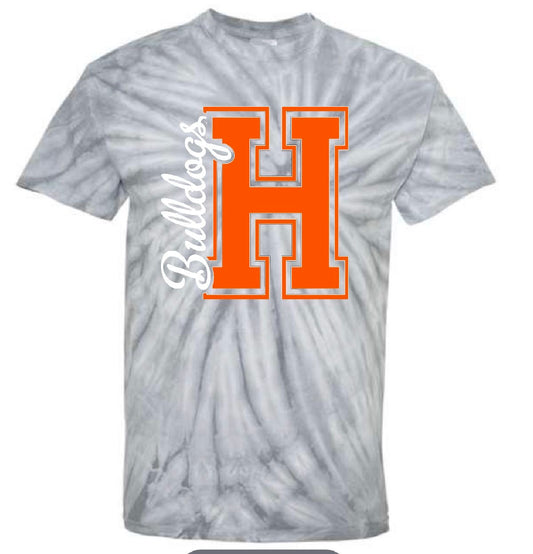 Block H Cursive Bulldogs Short Sleeve Tie Dye Tee - HSS