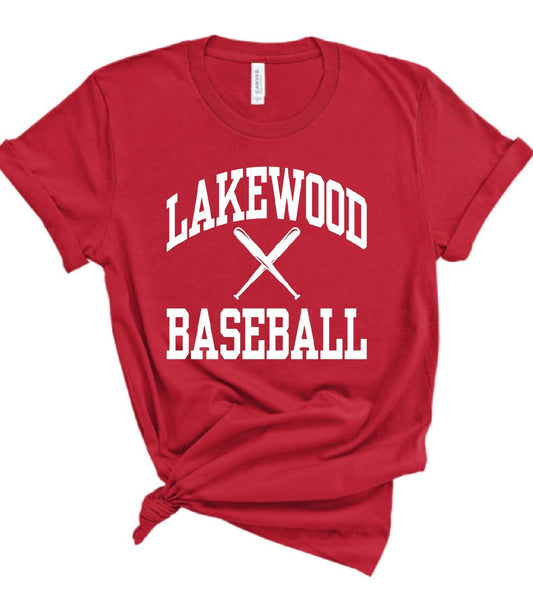Lakewood Lancers Lakewood Baseball Crossed Bats Bella Canvas Tee - LMS baseball