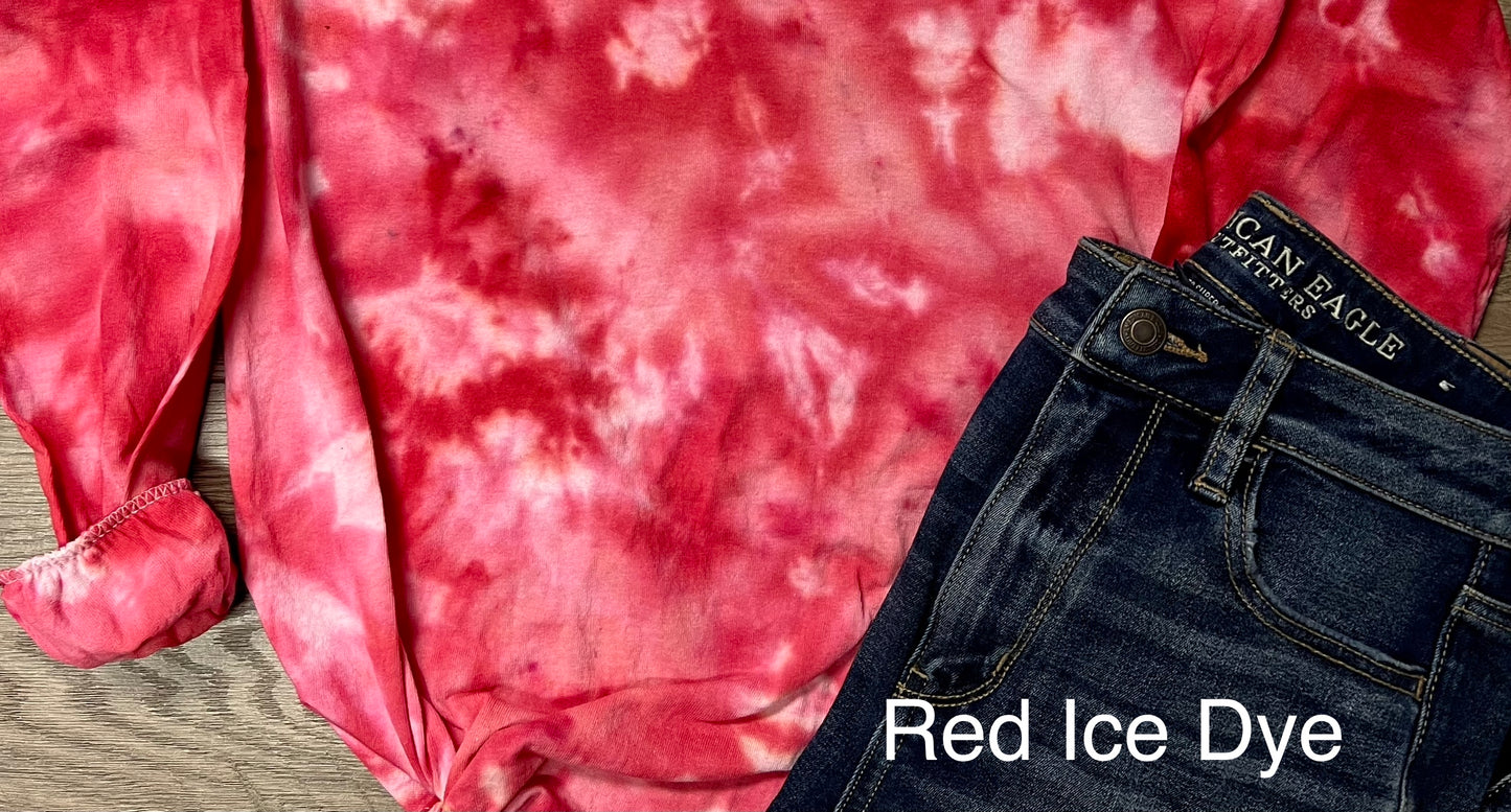 Hand-dyed Adult Starz Red Tie Dye Long-sleeve tee