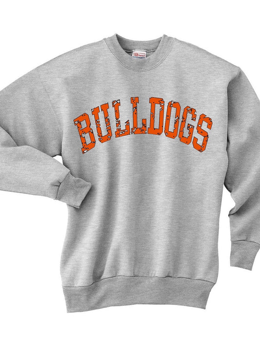 Distressed Block Bulldogs Crewneck Sweatshirt - HSS