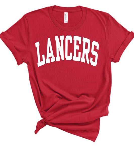 Lakewood Lancers Large Block Lancers Bella Canvas Tee - LHS Cheer Sale