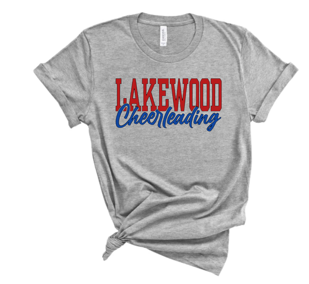 Block Lakewood Cursive Cheerleading Bella Canvas Tee - LHS Cheer Sale