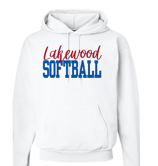 Lakewood Lancers Cursive Lakewood Block Softball Hoodie