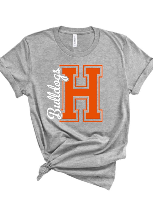 Block H Cursive Bulldogs Bella Canvas Short Sleeve Tee - HSS