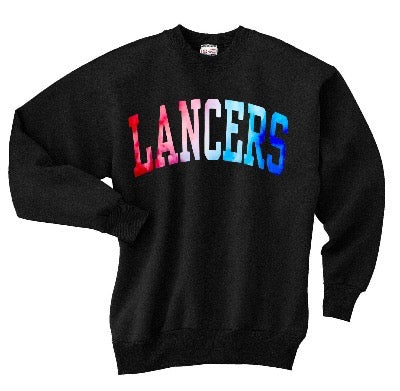 Red Blue Gradient Block Lancers Crewneck Sweatshirt - LHS Cheer Sale