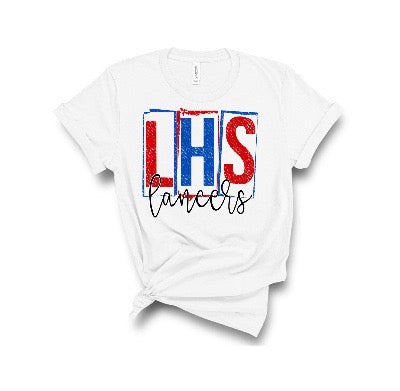 Lancer Boxes Cursive Lancers Bella Canvas Tee - LHS Cheer Sale