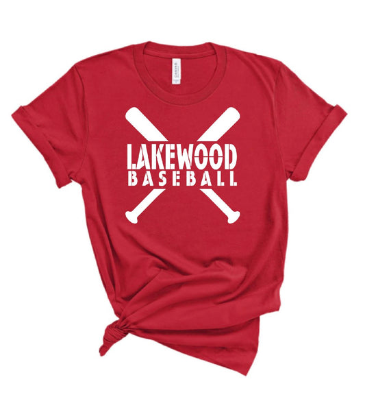 Lakewood Lancers Lakewood Baseball Bats Bella Canvas Tee - LMS baseball