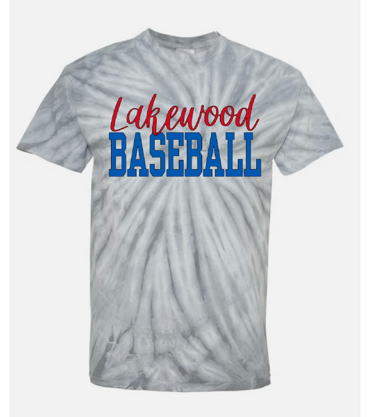 Lakewood Lancers Cursive Lakewood Block Baseball Short Sleeve Tie Dye Tee - LMS baseball