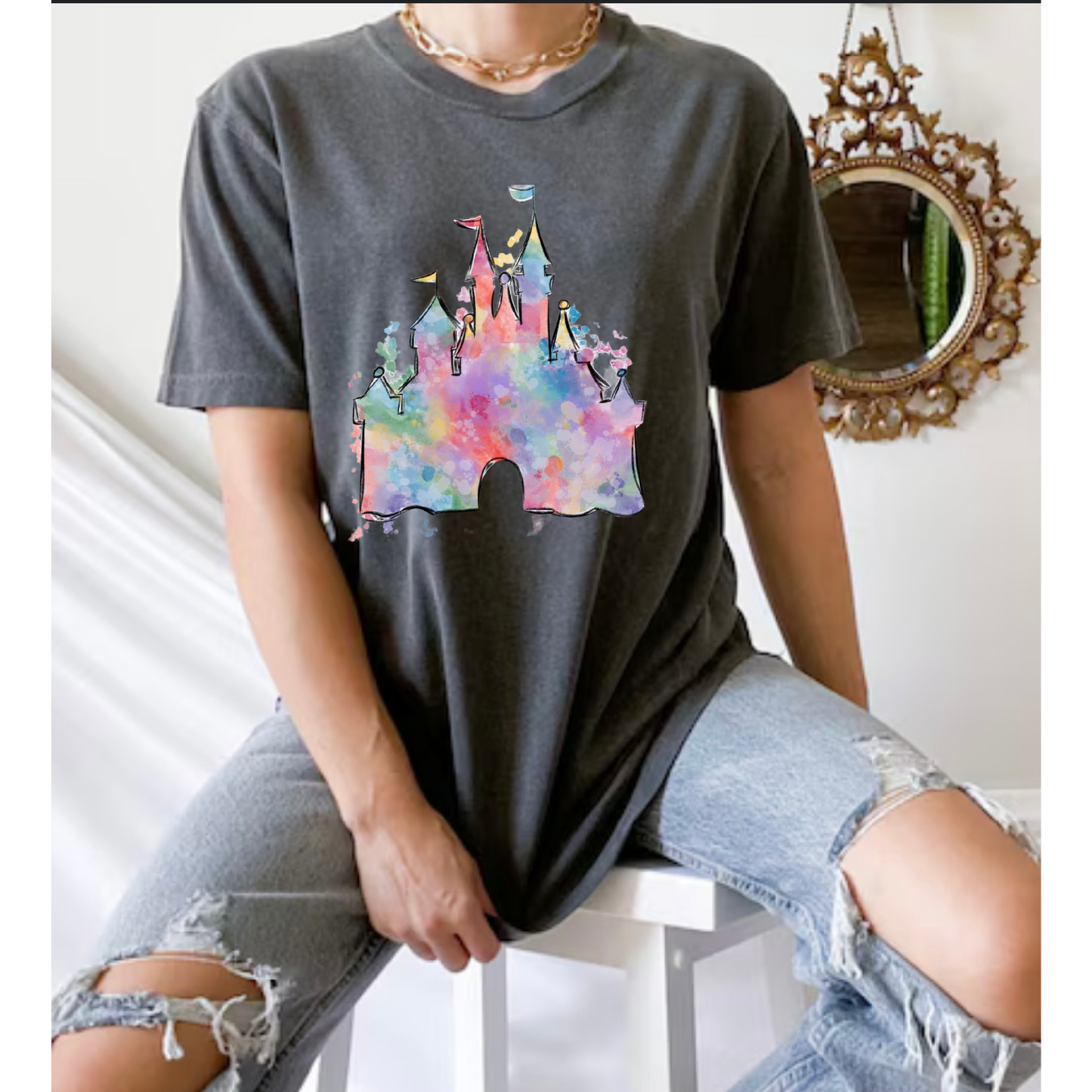 Watercolor Castle Comfort Colors short sleeve tee Parks Collection