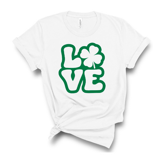 LOVE Shamrock St. Patrick’s Day Bella Canvas T-shirt