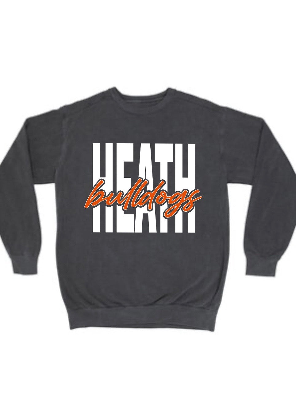 Block Heath Cursive Bulldogs Crewneck Premium Comfort Colors Sweatshirt - HSS