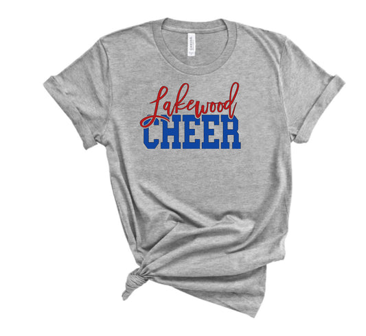 Cursive Lakewood Block Cheer Bella Canvas Tee - LHS Cheer Sale