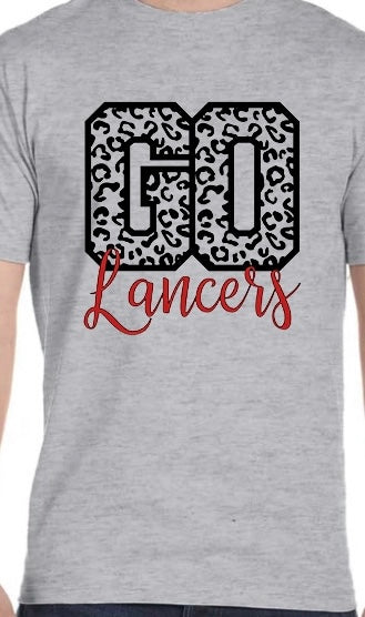Adult Lakewood Lancers Leopard GO Cursive Lancers Solid Short-Sleeve Tee - JIS