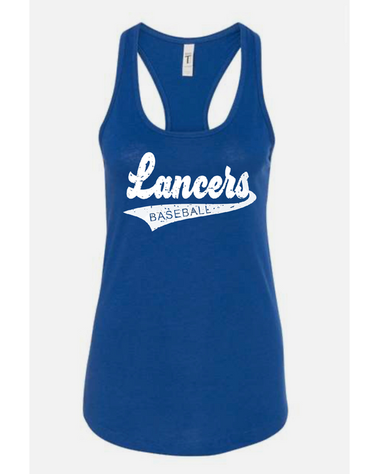 Lakewood Baseball  Script Lancers Baseball Tail Racerback Tank - LMS baseball