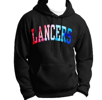 Red Blue Gradient Block Lancers Hoodie - LHS Cheer Sale