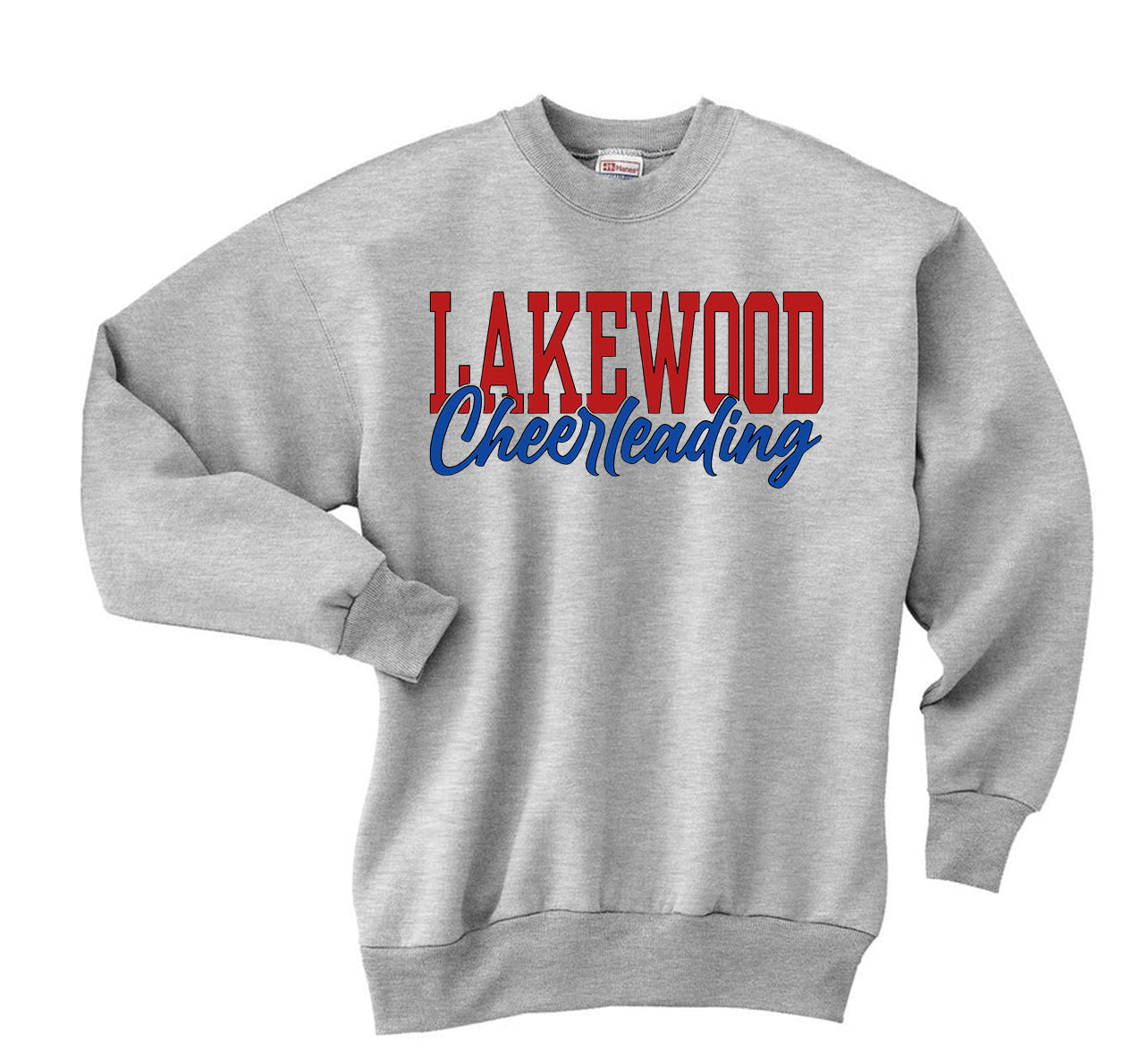 Block Lakewood Cursive Cheerleading Crewneck Sweatshirt - LHS Cheer Sale