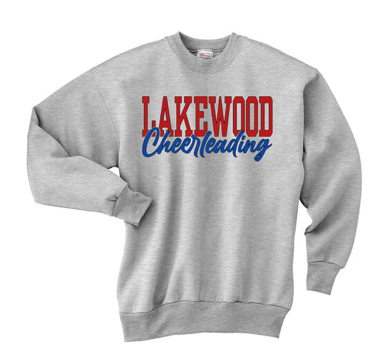 Block Lakewood Cursive Cheerleading Crewneck Sweatshirt - LHS Cheer Sale