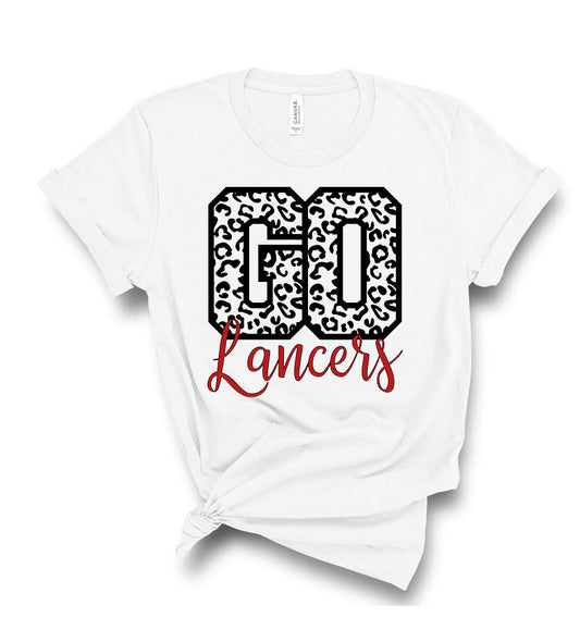 Lakewood Lancers Leopard GO Cursive Lancers Bella Canvas T-shirt - JIS