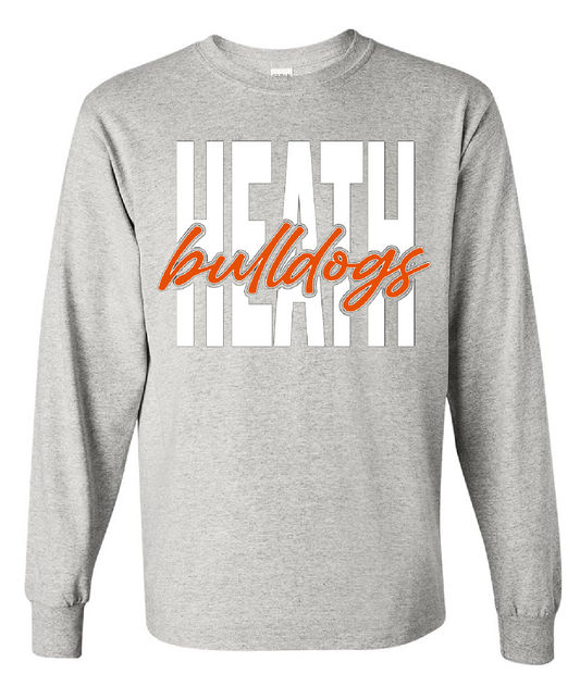 Block Heath Cursive Bulldogs Solid Long Sleeve Tee - HSS