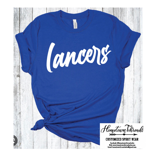 Lakewood Lancers 
Cursive Lancers Bella Canvas Tee - LHS Cheer Sale