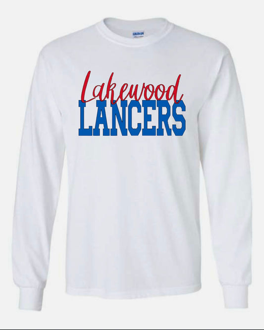Cursive Lakewood Block Lancers Long-Sleeve Tee