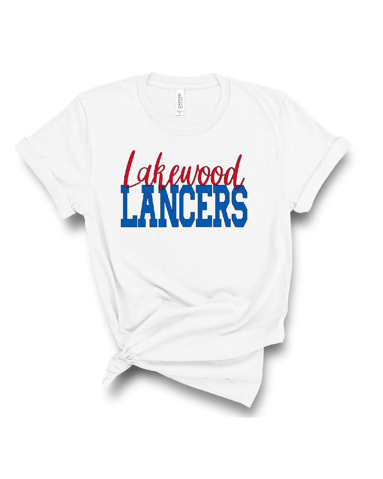 Cursive Lakewood Block Lancers Bella Canvas Tee - LHS Cheer Sale