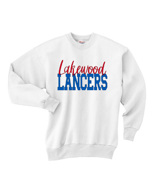 Cursive Lakewood Block Lancers Crewneck Sweatshirt