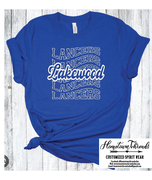 Wave Lancers Cursive Lakewood Bella Canvas Tee